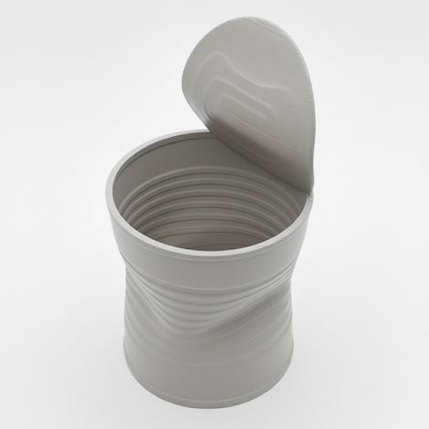 Pot de fleurs gris en forme de boîte de conserve écrasée, design moderne (1/4)