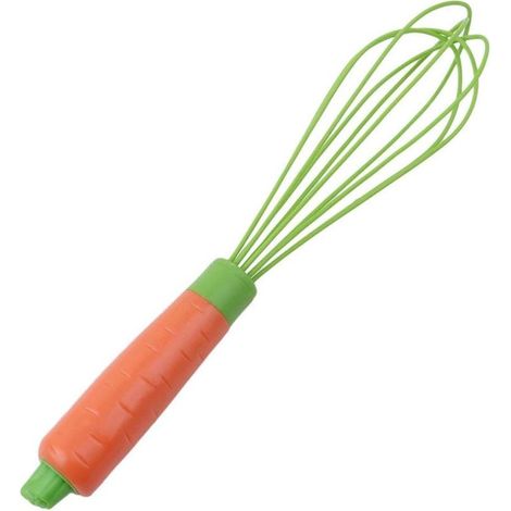 Fouet en silicone avec manche en plastique, fouet de cuisine, fouet à main, fouet à carottes, manche de fouet de haute qualité (fouet à carottes de 28 cm)