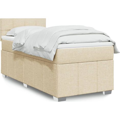 Boxspringbett mit Matratze Creme 90x190 cm Stoff