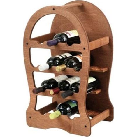 Petite cave à vin en bois 13 places Noyer, dimensions 37x26,5 cm, hauteur 62 cm