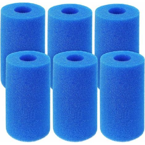 Éponge filtrante de type B, cartouches de filtre de piscine en mousse, filtre en mousse bleu (6 pièces) (10 x 4 x 20 cm) (1/5)