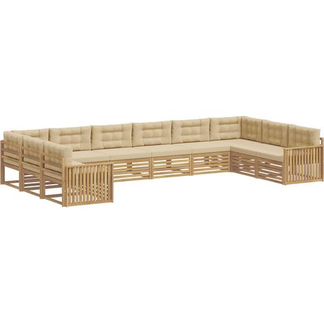 Juegos de sofás 10 uds. 10 plaza y Beige Polyester vidaXL (1/5)