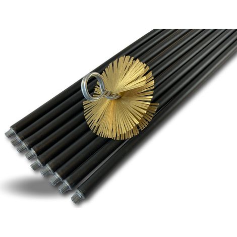 Kit ramonage classique conduit non gainé Hérisson acier 9 cannes de 1,4 m Ø 125 mm - Kit classique acier long