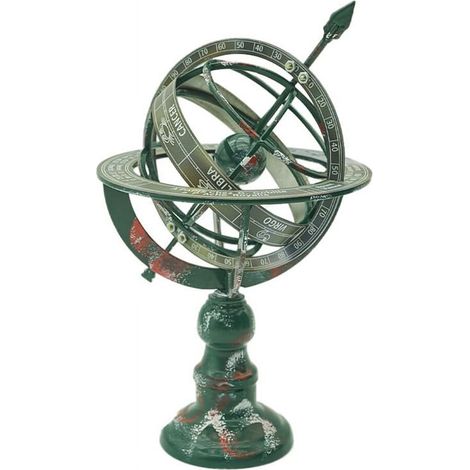 QuLuJing 11inch Height Brass Armillary Spheres Metal Crafts New Finish, Summer Clearance (1/5)