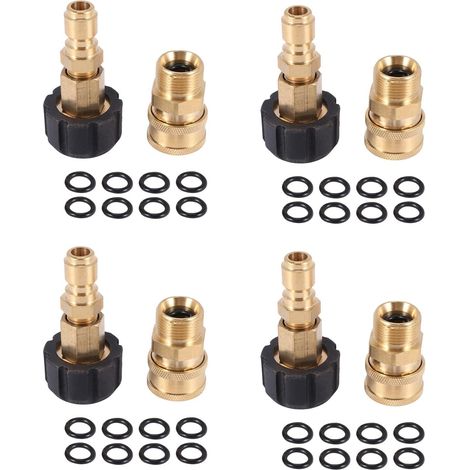 4X Adaptateur de Laveuse Pression Ensemble,M22 14mm Pivotant M22 Métrique Raccord,M22-14 Pivotant + 3/8Pouces Fiche,3/8Pouces Déconnexion + M22 Raccord Mâle Kit (1/5)