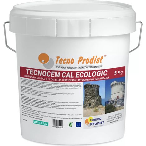 Tecno Prodist Tecnocem Cal Ecologic - Mortero Antihumedad para Interior y Exterior, Ecológico