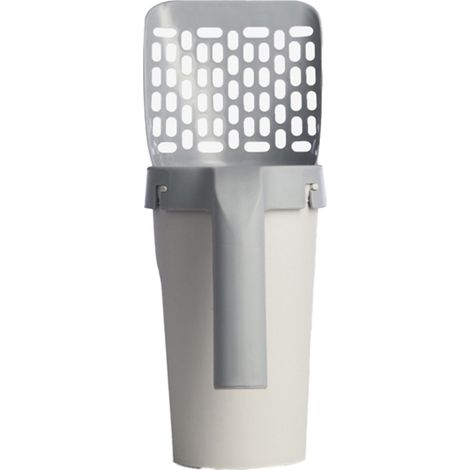 Pelle à litière pour chat avec support, en polypropylène, portable et dotée d'un bac à déchets, pour la maison (gris).