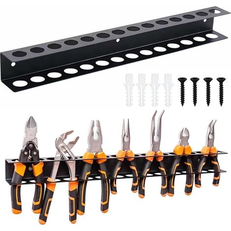 Porte Outils Mural 40cm 14 Trous, Trou ∅ 23mm, Support Porte Pinces avec Vis et Tubes D'expansion, pour Garage, Atelier et Salle À Outils, Modèle A