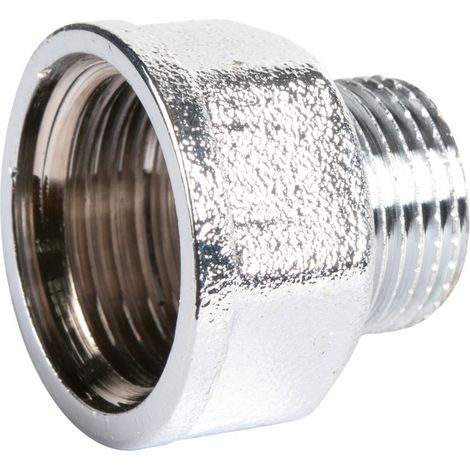 Raccord laiton chromé hexagonal réduit à visser - M 1/2' - F 3/4'