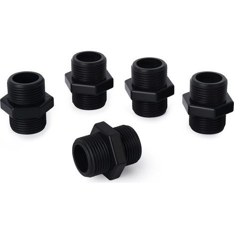 5 pièces 1 "BSP connecteurs mâles à mâles, raccords de tuyauterie mamelon hexagonal en PVC - 1" X 32MM (1/5)