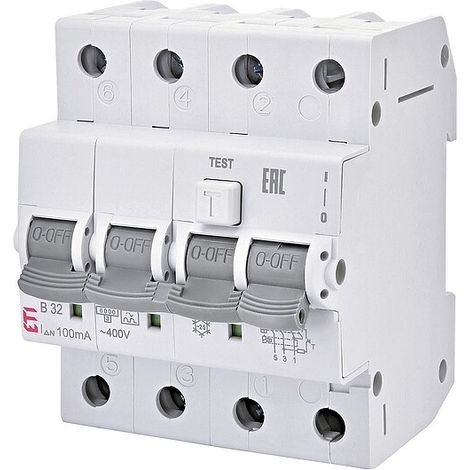 ETI FI-LS-Schalter KZS-4M A, 3-polig + N, Typ A, B32 / 0,3A, unverzögert