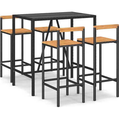 Maison Exclusive - 5-tlg. Gartenbar-Set Schwarz Poly Rattan & Mas (1/5)