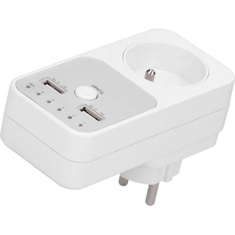 Prise USB intelligente 180260 V avec minuteur numérique à compte à rebours pour chargeur d'ordinateur ou de téléphone (1/5)