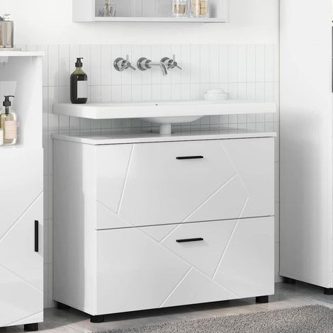 Mobile da Bagno con cassetto Bianco Lucido 76,5 x 35 x 64 cm vidaXL (1/5)
