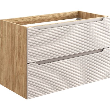 Waschtischunterschrank 90cm in Eiche mit beige OLUO-56-BEIGE (1/5)