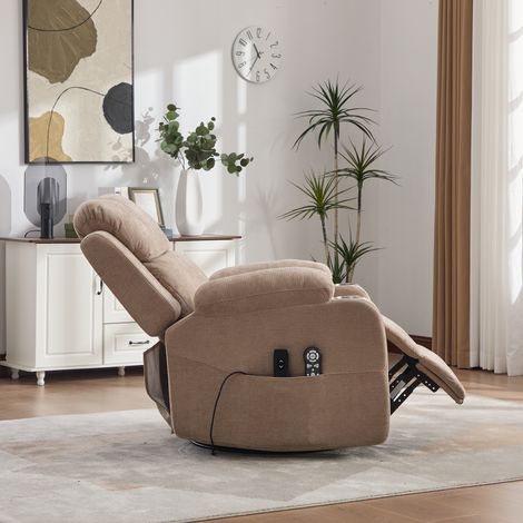 Fauteuil inclinable pivotant 360° avec massage et chauffage électrique. Dossier et repose-pieds réglables (1/5)