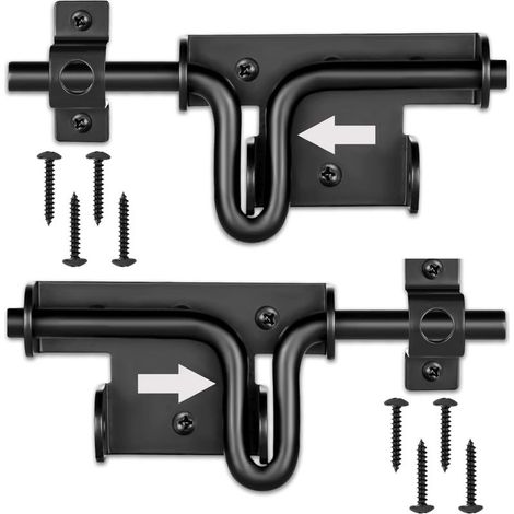 Lot de 2 loquets coulissants robustes avec trou pour cadenas pour clôtures extérieures, portails en bois, portails de hangar et portails en vinyle (1/4)