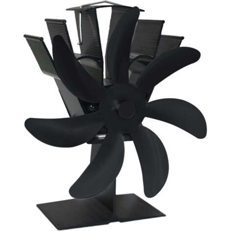 Ventilatore per camino a risparmio energetico, ventilatore di circolazione a 7 pale per stufe a legna, per una distribuzione efficiente del calore, per ceppi/legna da ardere/pellet, nero