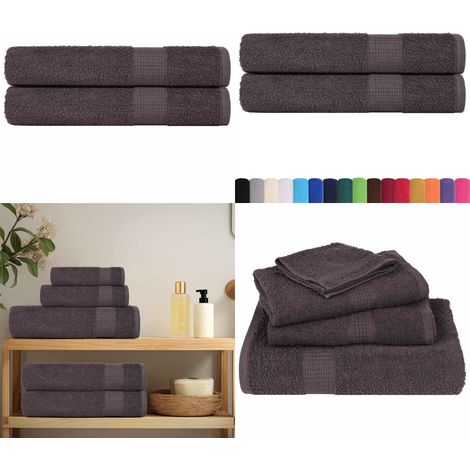vidaXL Serviettes 2 pcs anthracite 100x200 cm 360 g/m² 100% coton (1/5)