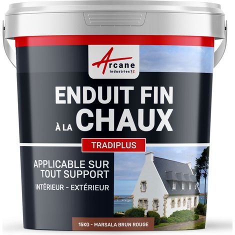 Enduit fin à la chaux, décoration, intérieure, extérieur, maison : Tradiplus - 15 kg (jusqu'à 14 m²) Marsala Brun Rouge - ARCANE INDUSTRIES