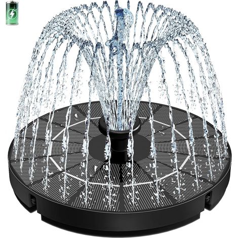 Fontaine Solaire Flottante 3.5W avec Batterie 2000mAh, Solaire Flottant Extérieur Fontaine Pompe Bassin Solaire avec 8 Buses & 4 Tiges Fixes, pour Bain d'oiseaux, Piscine, Jardin Fontaine