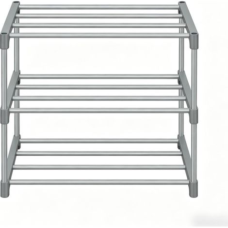 Scarpiera aperta in metallo grigio 3 ripiani 42 x 30 x 37 cm (1/5)