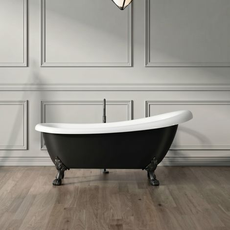 Bañera con patas RICHMOND NEGRA 171 cm patas LEÓN NEGRAS