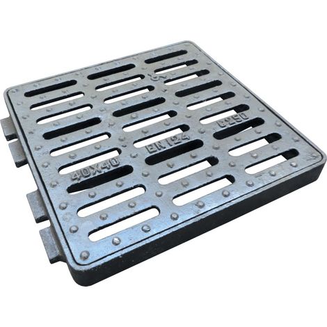 Fitt – Grille de voirie en fonte C250 pour regard 400x400mm – Norme EN 124 – Adaptée PMR – Couleur noire – Dimensions 40x40x3,8cm