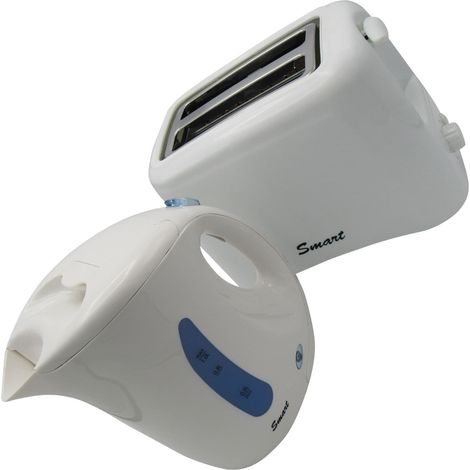 Caravan Kettle And Toaster Set (Low Wattage Kitchen Camping Motorhome Campervan White)