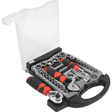 Coffret 45 Pièces Cliquet Douilles Tournevis Embouts Multifonction Outillage Manuel Quincaillerie 21805 (1/5)