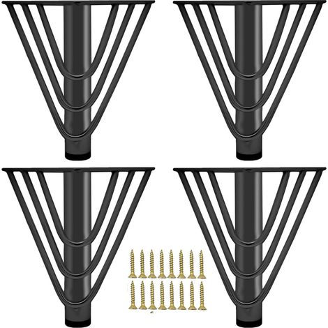 4 pieds de meuble en métal noir, pieds de remplacement modernes, chics et élégants pour canapé, table basse de 15 cm, meuble TV, meuble de salle de b
