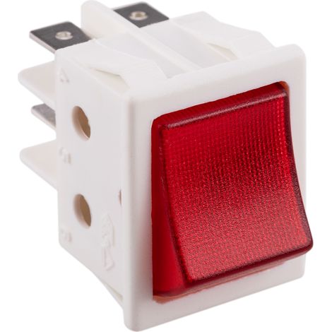 BeMatik - Interrupteur à bascule rouge lumineux DPST 4 broches boîtier blanc (1/5)