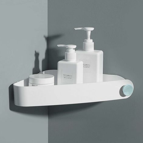 Étagère de douche sans perçage, rangement et organisation de salle de bain, porte-savon de douche, étagère de salle de bain, blanc (1/5)