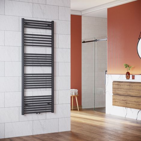 SONNI Radiador Toallero Agua Radiadores Toalleros Electricos Conexión Intermedia 600x1600mm Gris Antracita