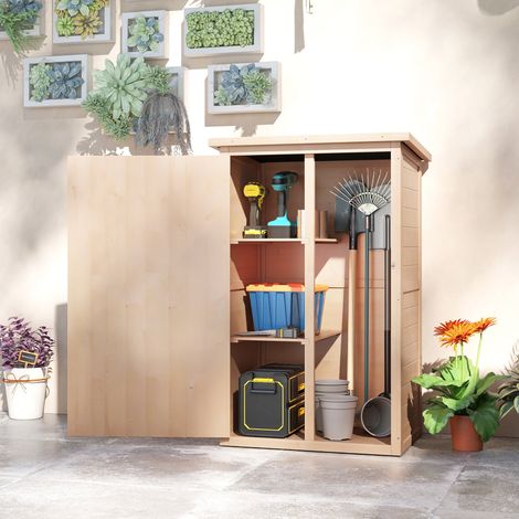 Abri jardin sapin Bois toit étanche 2 étagères 75x56x115 cm