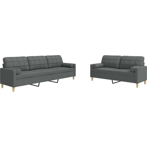 Ensemble de Canapé Sofas 2 pcs coussins décoratifs gris foncé tissu (1/5)