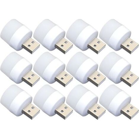 Mini Lumière de Nuit USB - 12pcs Plug-in Bulbes, Lumière blanc Portable pour Toilette, Cuisine, Couloir - Idéal pour Les Enfants (1/5)