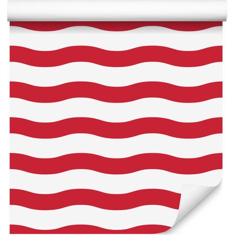 Gestreifte Tapete in Weiß und Rot für Wohn- und Schlafzimmer, 50 x 1000 cm (1/5)