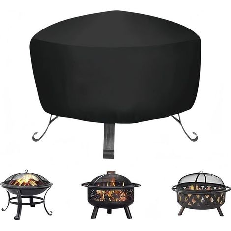 Housse de Protection pour Braséro Rond, Imperméable, Noir, PVC, Couvre-Feu, Jardin Patio Extérieur (808065cm 420D) (1/5)