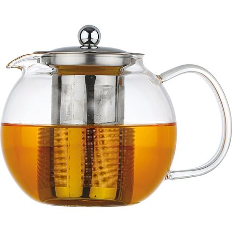 Théière Boule en Verre Transparent 1L avec Filtre et Couvercle en Acier Inoxydable - PANGIVO (1/3)