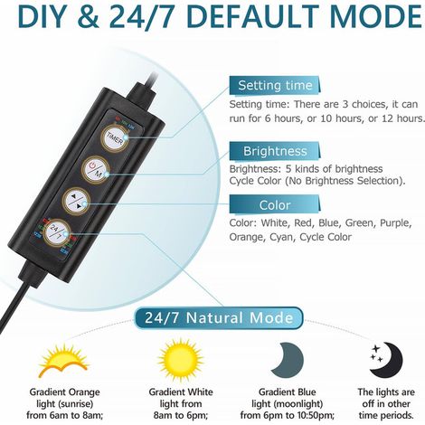 Éclairage LED pour Aquarium Lampe Réglable avec Minuteur 24/7 Spectre Complet pour Plantes Aquatiques et Poissons
