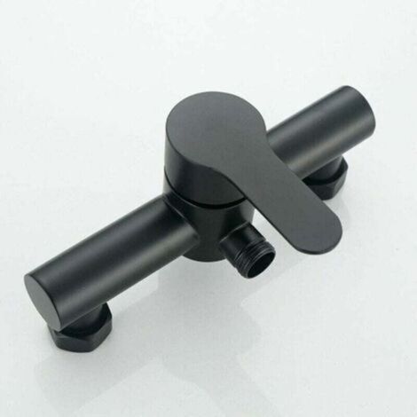 Black Brass Shower Faucet with Chrome Finish Ceramic Valve Wall Mounted Shower Bracket Included (1/5)