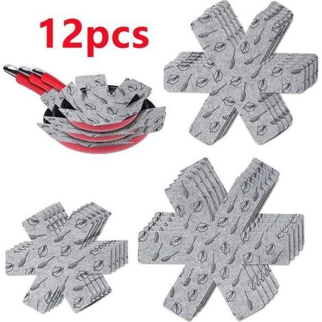 Séparateur de Casseroles,Poêle Protection,Coussinets D'intercalaire,pour plateaux,vaisselle,woks,Eviter les Rayures,Cuisine,12pcs