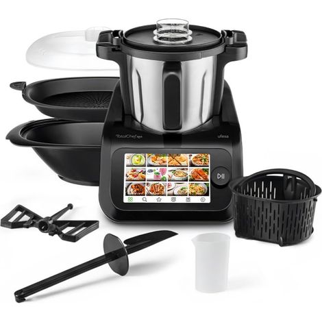 Robot de Cuisine Multifonction Intelligent, Écran Digital 7”, WIFI, 30 Fonctions, Bol en Acier Inox, 3,5 L, Balance Intégrée, 15 Programmes, Accessoires (1/5)