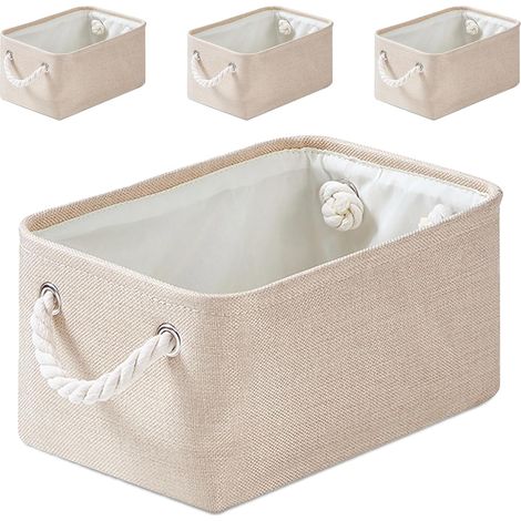 Juego de 4 cajas de almacenamiento plegables con asas de tela gruesa (312113 cm, color caqui claro) (1/5)