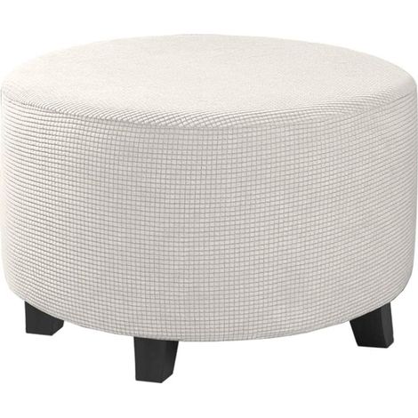 Sollbry Funda de terciopelo elástico para taburete redondo, extraíble y lavable, con base elástica, suave y antipolvo (paquete de 1, blanco) (1/3)