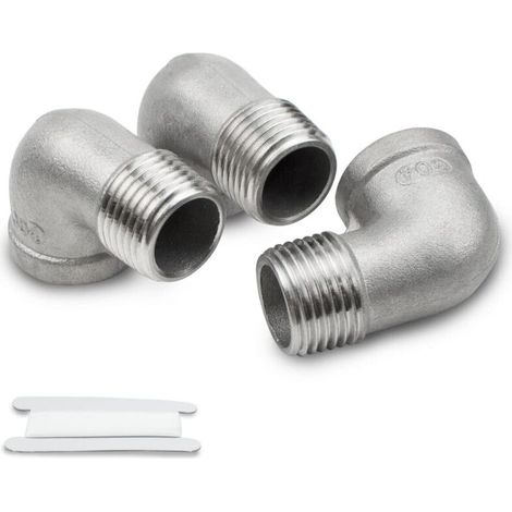 Raccordo a gomito a 90° in acciaio inox 304 – 3 pezzi, filettatura maschio/femmina 1/2″ BSP per collegamento tubi