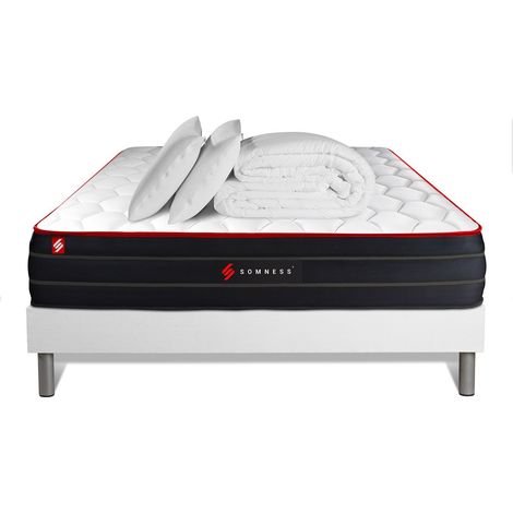 Komplettpaket Bett - Matratze 140x190 cm + Boxspringbett mit Lattenrost (im Set) + 2 Kopfkissen + Bettdecke - Boost (1/5)