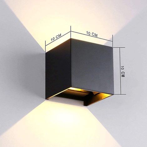 CPKG – Wandleuchte – Würfellampe – Außenleuchte – für den Innen- und Außenbereich – schwarz – industriell – LED-Lampe – 10 × 10 cm – 12 Watt (1/5)