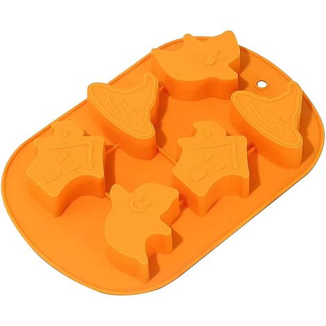 Moules à pâtisserie en silicone antiadhésifs de qualité alimentaire, motif fantôme et sorcière 3D, pour Halloween, gelées, glaces, biscuits et friandises maison. (1/5)